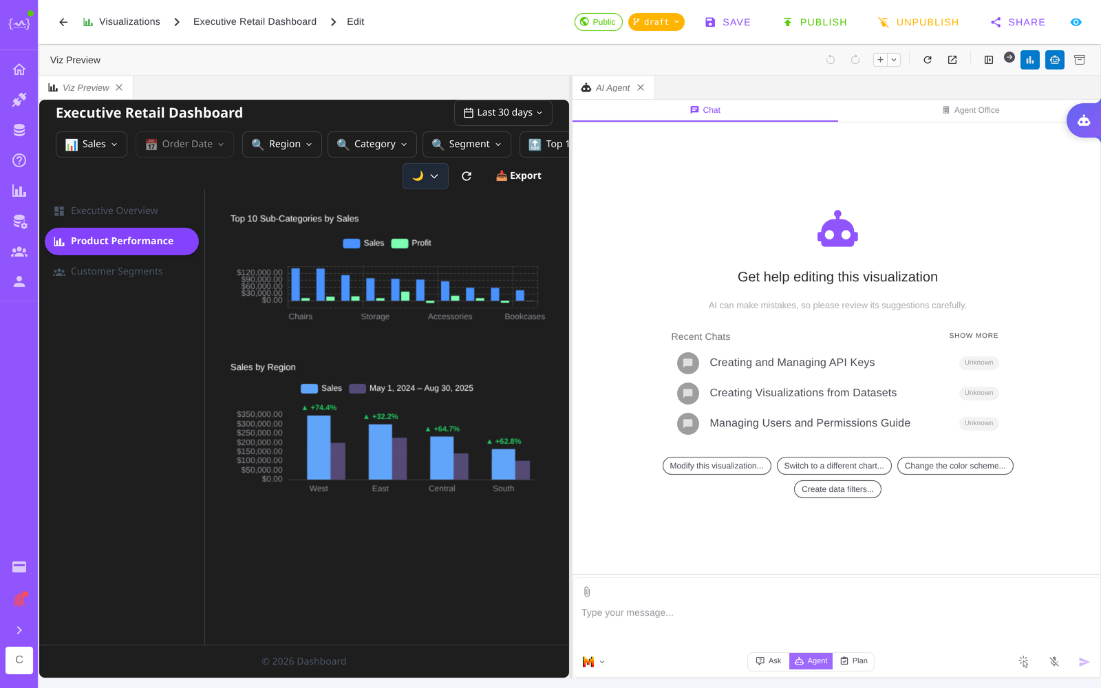 Vibedasher AI building a dashboard